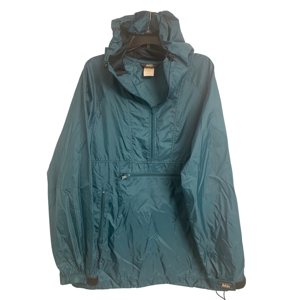 REI Unisex Large Teal Blue Packable Anorak Outdoor Windbreaker Jacket